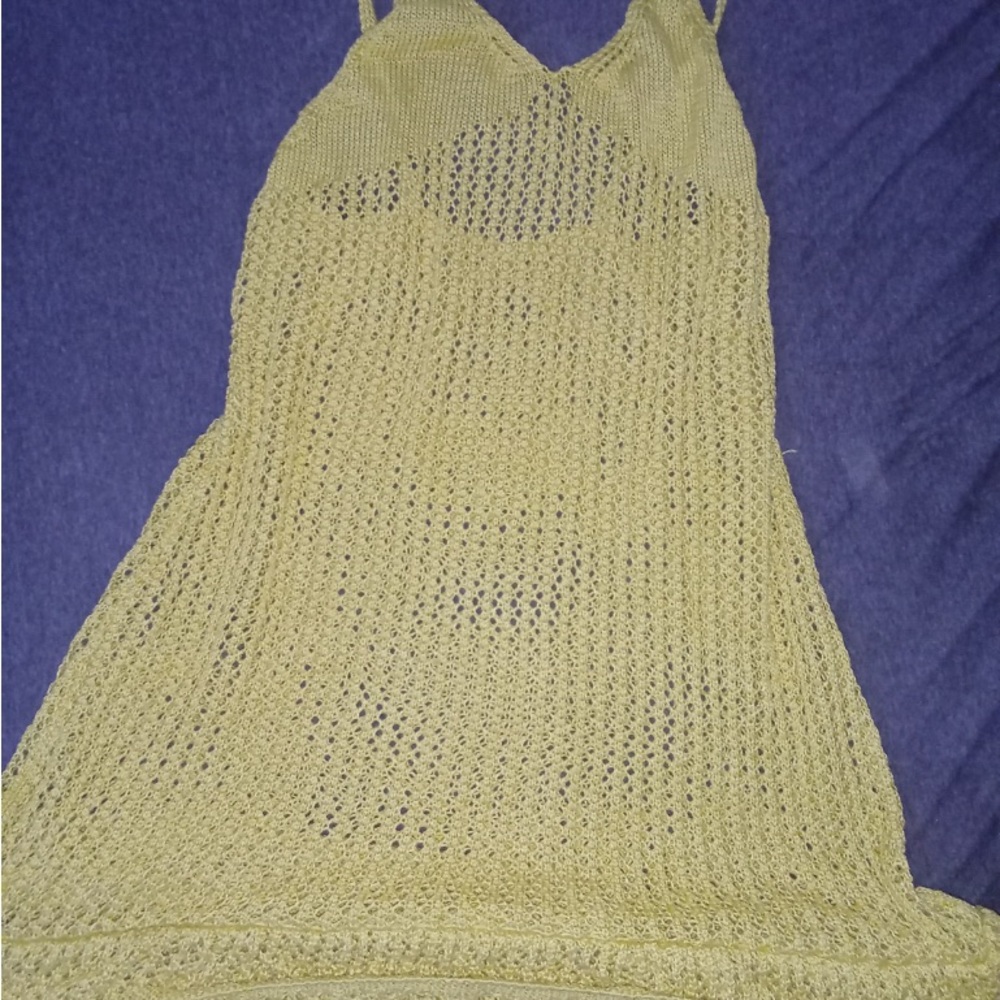 Vibrant Yellow Lace Knit Dress